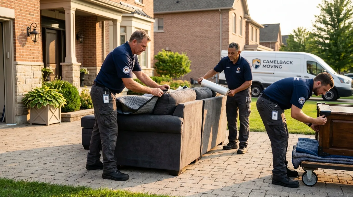 Large estate moving crew wrapping furniture in Montclair, CA