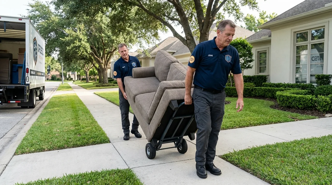 Local residential moving crew loading furniture in Montclair, CA
