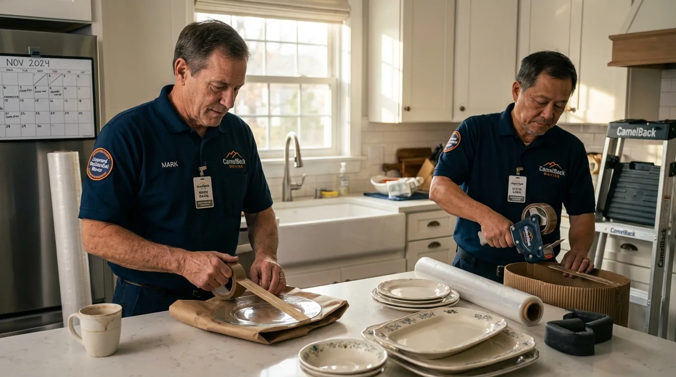 Professional crew packing kitchen dishware in Montclair, CA